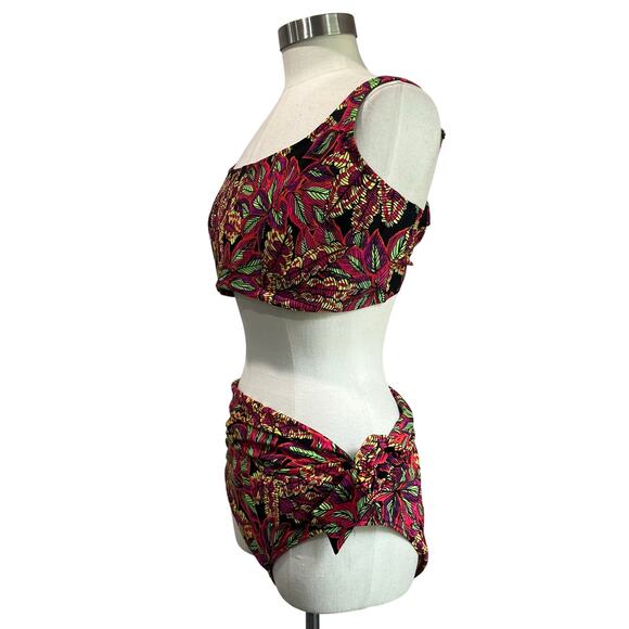 Pour Moi Tropical Bikini Set Top 38G Bottom 18 High Waist Swim - Picture 2 of 11
